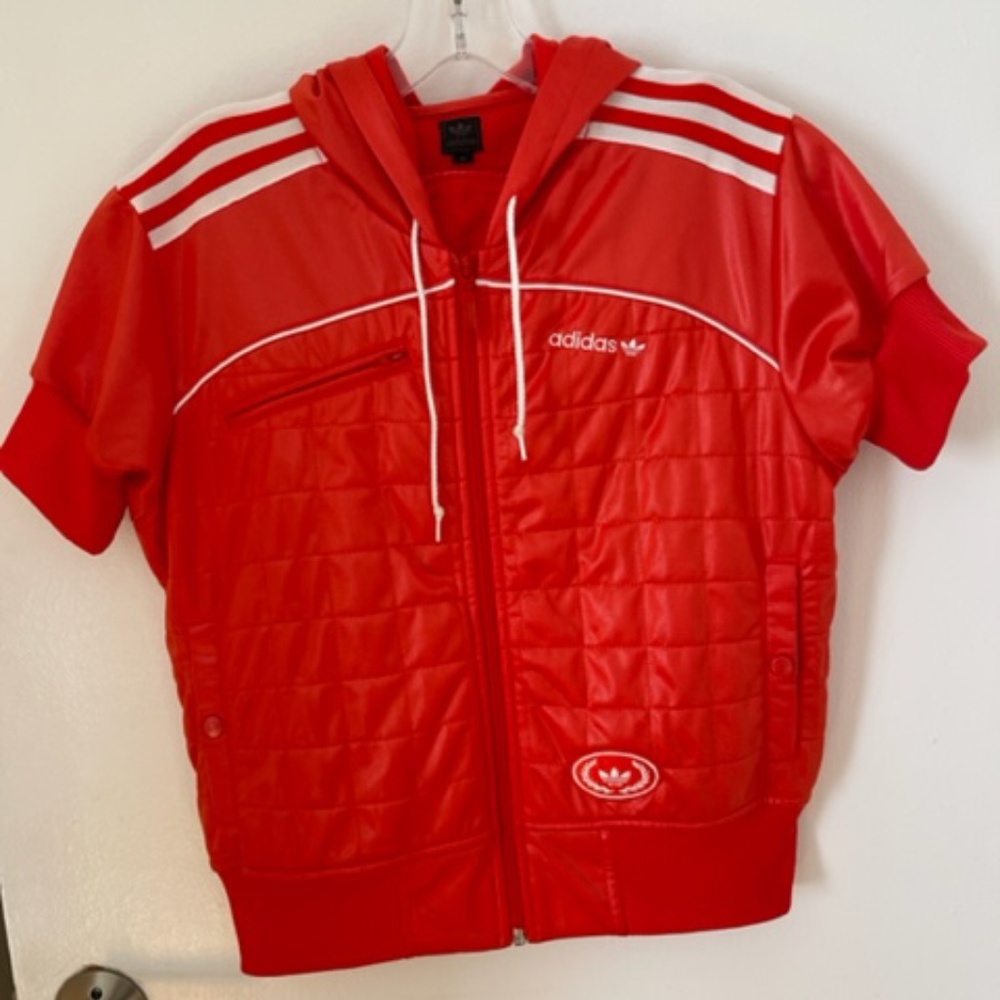 Adidas orange short sleeve jacket